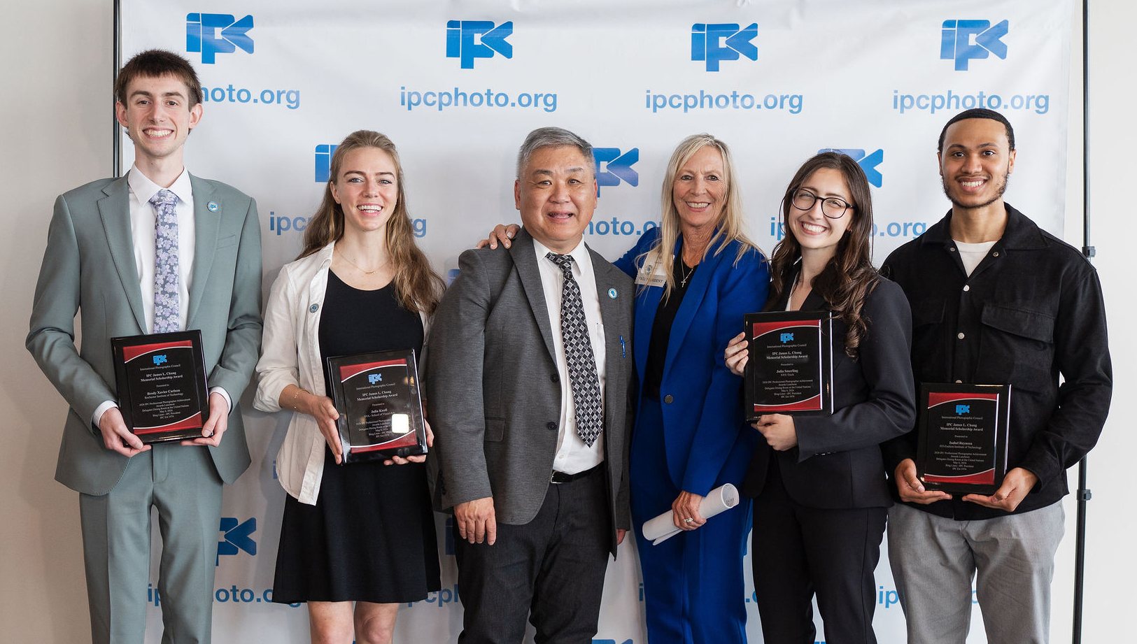 (pictured l.to r.) Brody Xavier Carlson, Julia Knoll, Dr. Mark Chung, IPC Vice President Kathy Jello, Julia Smerling and Isahel Reynoso.